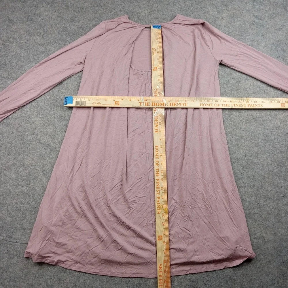 Charlotte Russe Dress Womens Small Pink Long Sleeve‎ Swing Tunic Rayon Casual